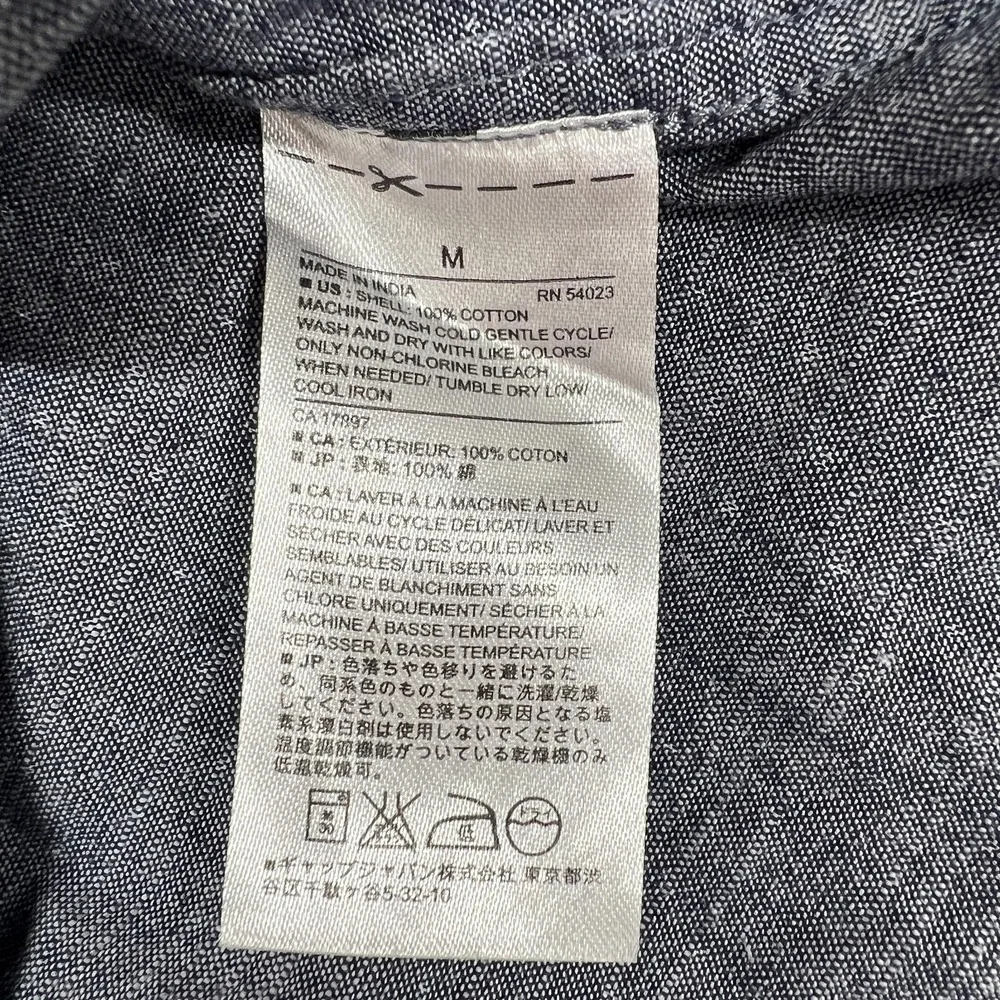 Banana Republic Shirt Mens M Blue Chambray Classic Fit Polka Dot Long‎ Sleeve